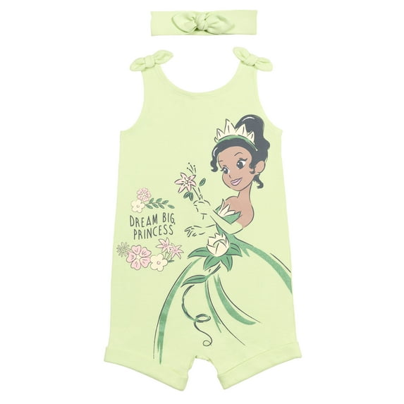 Disney Princess Tiana Newborn Baby Girls Romper and Headband Newborn to Toddler