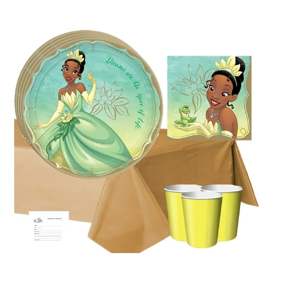 Disney Princess Tiana/ Princess and the Frog Birthday Party Supply Kit for 16 Guests including Napkins and Plates