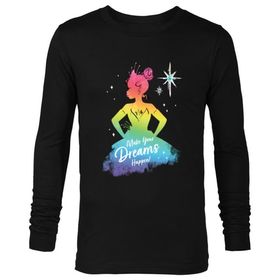 Disney Princess Tiana Rainbow Make Your Dreams Happen- Long Sleeve T-Shirt for Men - Customized-Black