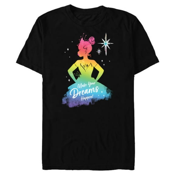 Disney Princess Tiana Rainbow Make Your Dreams Happen- Short Sleeve Blended T-Shirt for Adults - Customized-Black