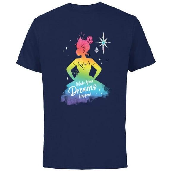 Disney Princess Tiana Rainbow Make Your Dreams Happen- Short Sleeve Cotton T-Shirt for Adults - Customized-Navy