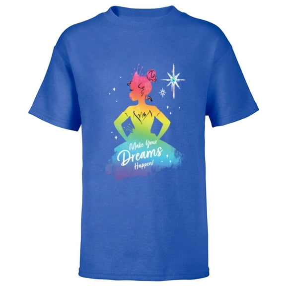 Disney Princess Tiana Rainbow Make Your Dreams Happen- Short Sleeve T-Shirt for Kids - Customized-Royal