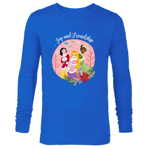 Disney Princess Tiana Rapunzel Snow White Joy and Friendship - Long Sleeve T-Shirt for Men - Customized-Navy
