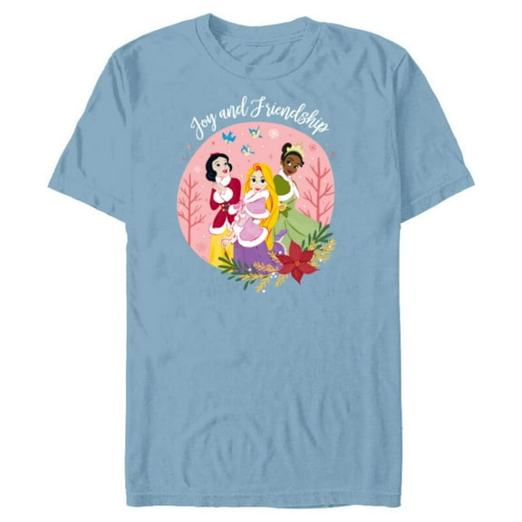 Disney Princess Tiana Rapunzel Snow White Joy and Friendship - Short Sleeve Blended T-Shirt for Adults - Customized-Ocean Blue