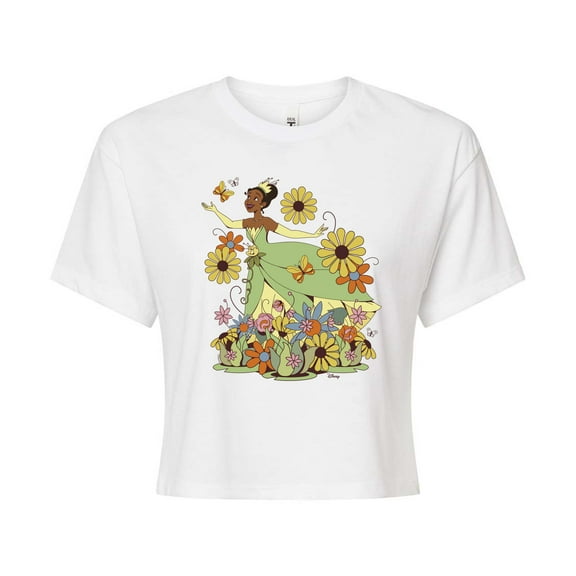 Disney Princess - Tiana Retro Florals - Junior's Cropped T-Shirt