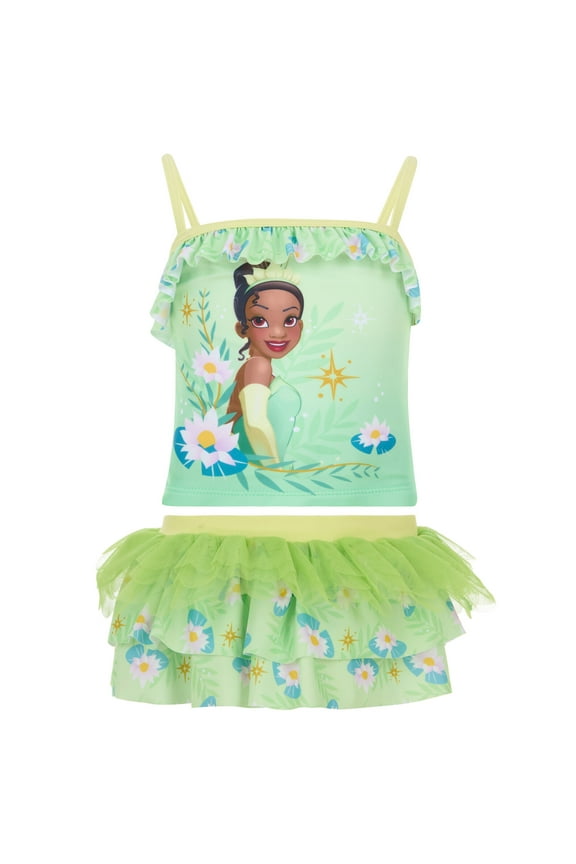 Princess Tiana UPF 50+ Tankini Top and Swim Skirt Swimsuit Set Toddler to Big Kid