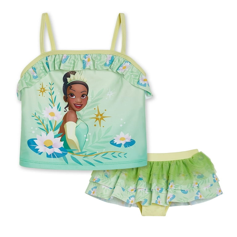 Disney Princess Tiana UPF 50 Tankini Top and Swim Skirt Swimsuit Set Toddler to Big Kid