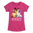 thumbnail image 1 of Disney Princess - Tiana and Belle Reading Live Your Passion Girls' Fitted Short Sleeve Graphic T-Shirt, 1 of 5