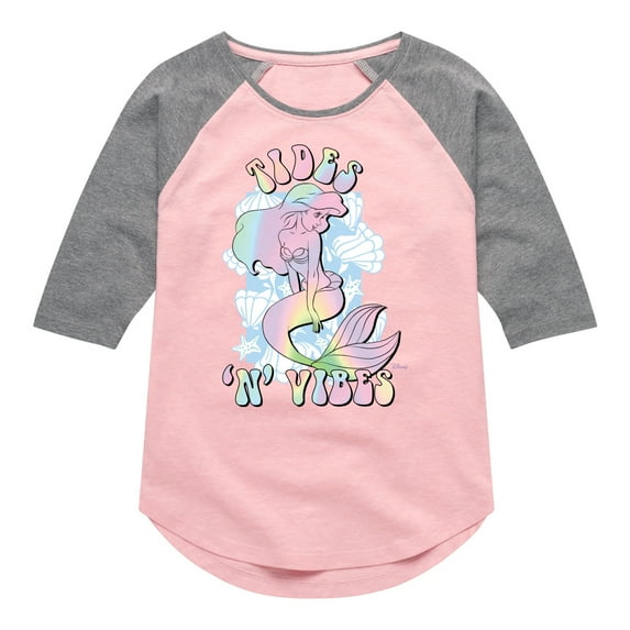 Disney Princess - Tides 'N' Vibes - Toddler & Youth Girls Raglan Graphic T-Shirt