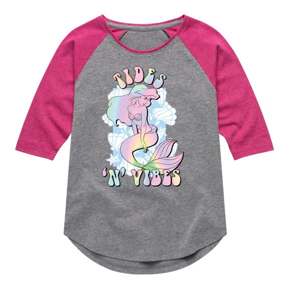 Disney Princess - Tides 'N' Vibes - Toddler & Youth Girls Raglan Graphic T-Shirt
