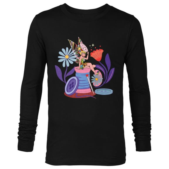 Disney Princess Tinker Bell Fairy Buttons and Thread - Long Sleeve T-Shirt for Men - Customized-Black