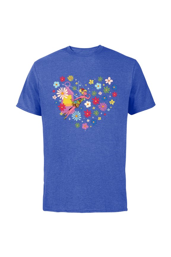 Princess Tinker Bell Fairy and Flower Heart - Short Sleeve Cotton T-Shirt for Adults - Customized-Royal Heather