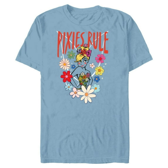Disney Princess Tinker Bell Pixies Rule - Short Sleeve Blended T-Shirt for Adults - Customized-Ocean Blue