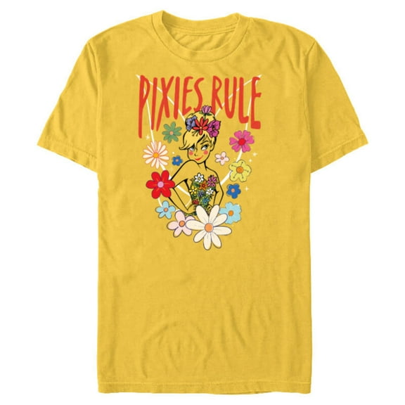 Disney Princess Tinker Bell Pixies Rule - Short Sleeve Blended T-Shirt for Adults - Customized-Yellow
