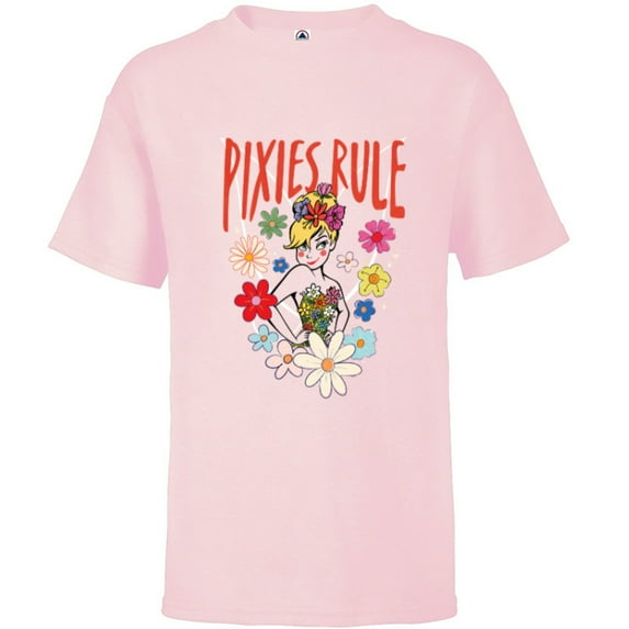 Disney Princess Tinker Bell Pixies Rule - Short Sleeve T-Shirt for Kids - Customized-Soft Pink