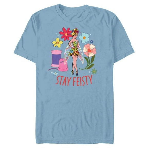 Disney Princess Tinker Bell Stay Feisty - Short Sleeve Blended T-Shirt for Adults - Customized-Ocean Blue