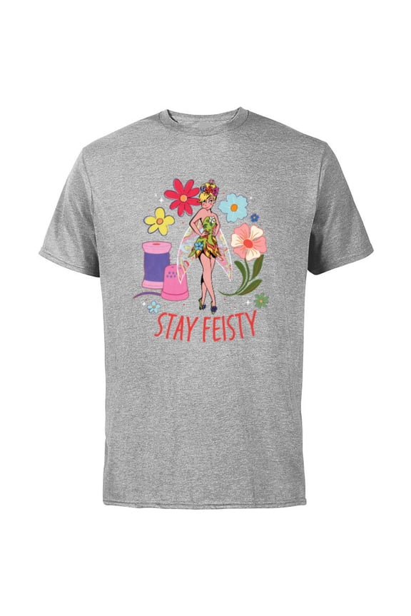 Princess Tinker Bell Stay Feisty - Short Sleeve Cotton T-Shirt for Adults - Customized-Athletic Heather