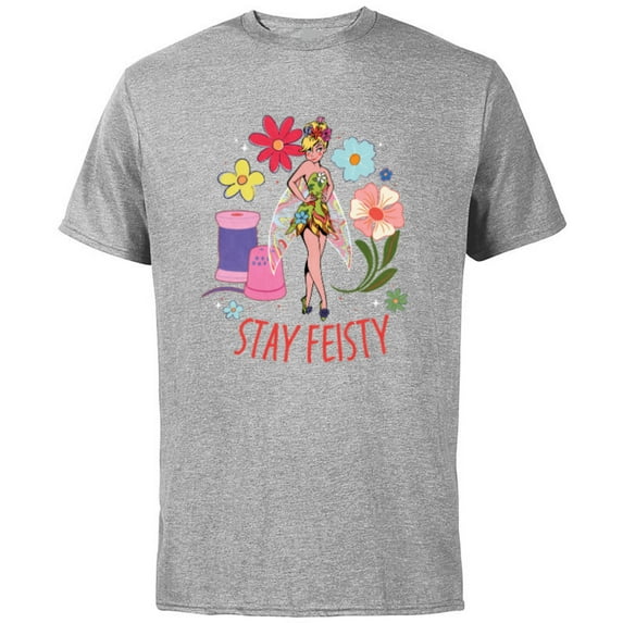 Disney Princess Tinker Bell Stay Feisty - Short Sleeve Cotton T-Shirt for Adults - Customized-Athletic Heather