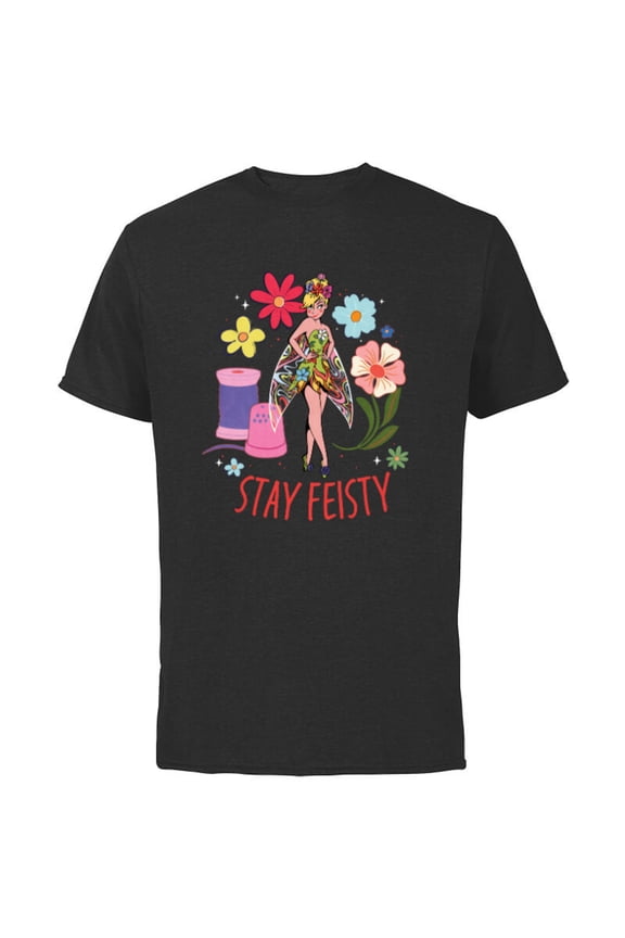 Princess Tinker Bell Stay Feisty - Short Sleeve Cotton T-Shirt for Adults - Customized-Black