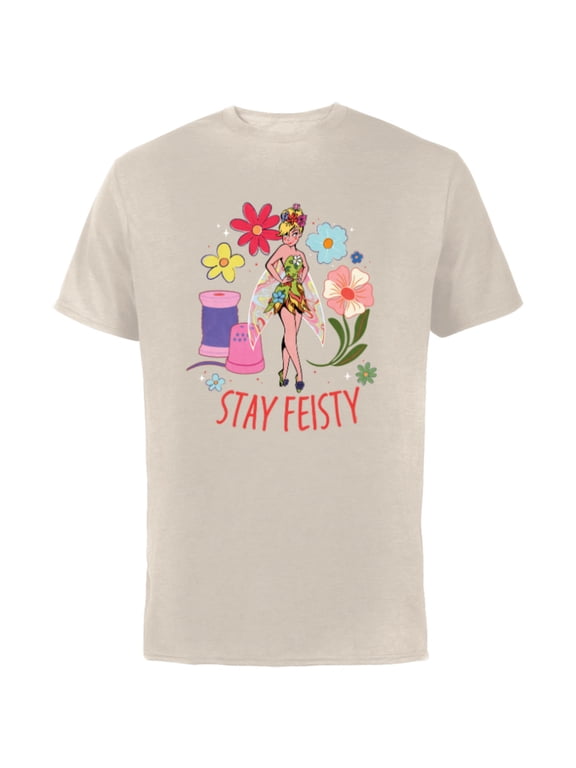 Princess Tinker Bell Stay Feisty - Short Sleeve Cotton T-Shirt for Adults - Customized-Natural