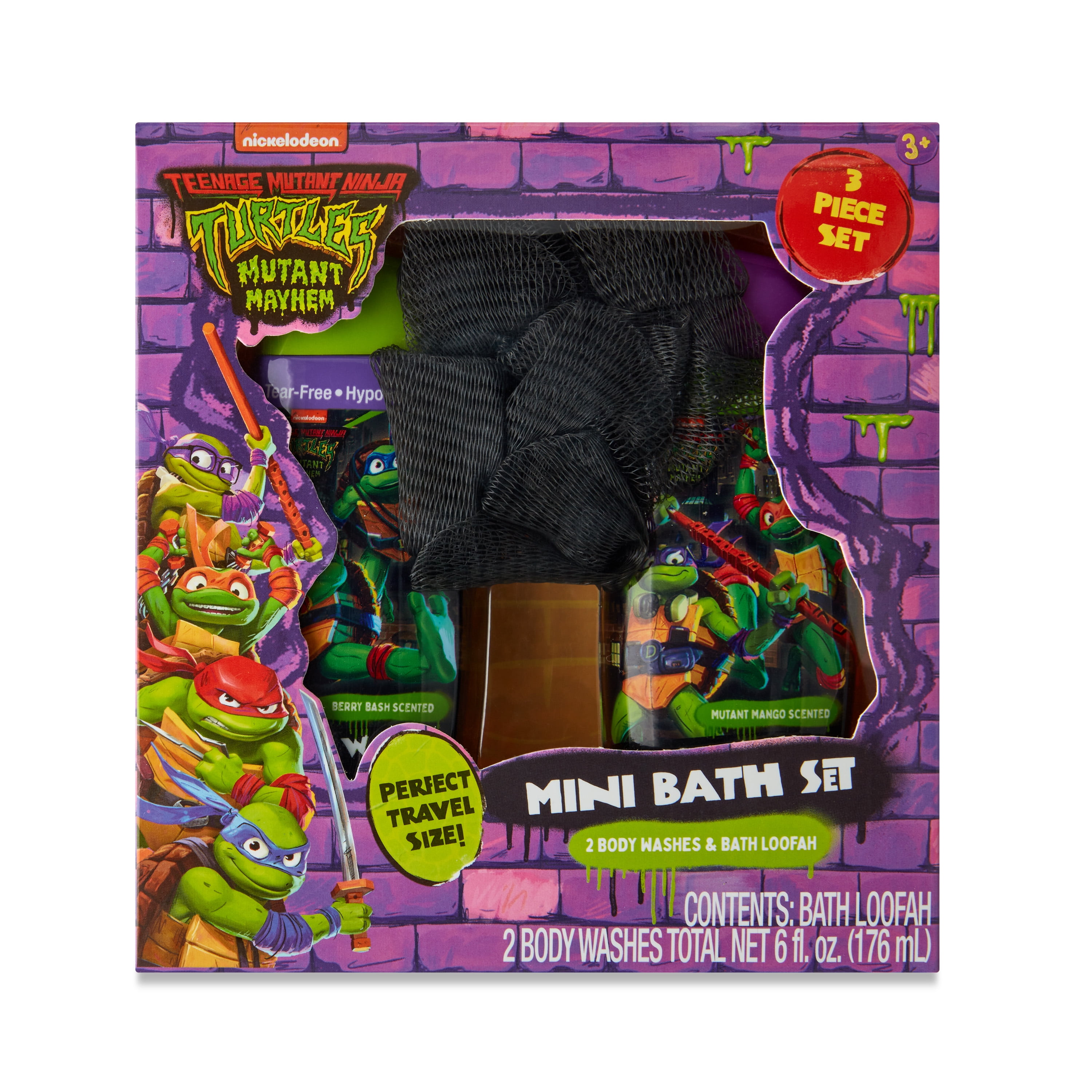 Teenage Mutant Ninja Turtles Mutant Mayhem Mini Bath Set, Mutant Mango and Berry Bash Scents, 6 fl oz, 3 Pieces