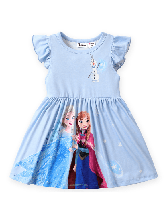 Princess Toddler Girl Dresses Frozen Elsa Anna Character Ruffled Sleeveless Dress Size 2-6
