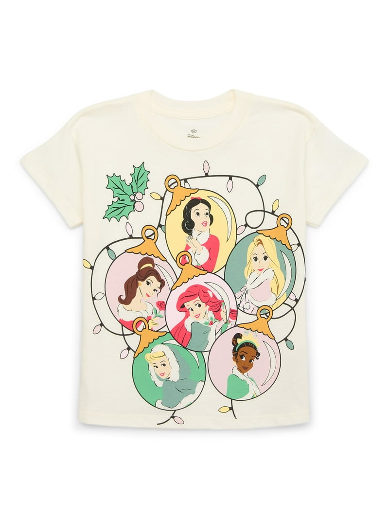 Disney Princess Toddler Girls Holiday Short Sleeve Crewneck T