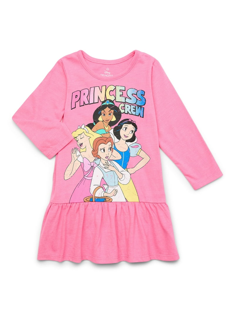 Disney Princess Toddler Girl Long Sleeve Drop Waist Dress, Sizes 12M-5T,  Magical Graphics - Walmart.com