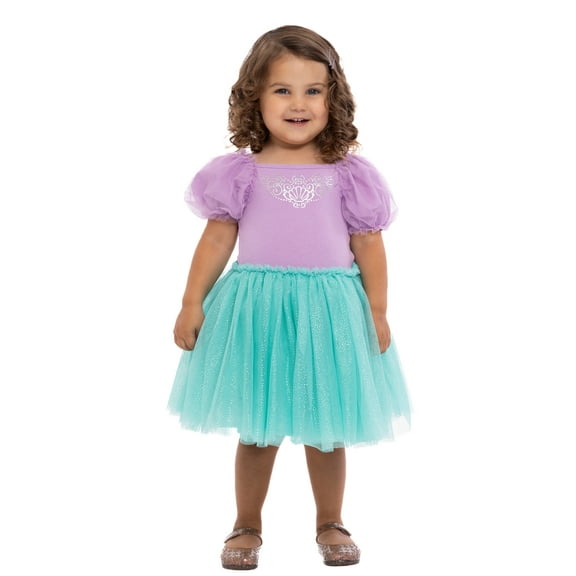 Disney Princess Toddler Girls Ariel Cosplay Tutu Dress with Puff Sleeves, Sizes 12M-5T