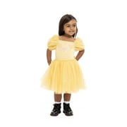 Disney Princess Toddler Girls Belle Cosplay Tutu Dress with Puff Sleeves, Sizes 12M-5T