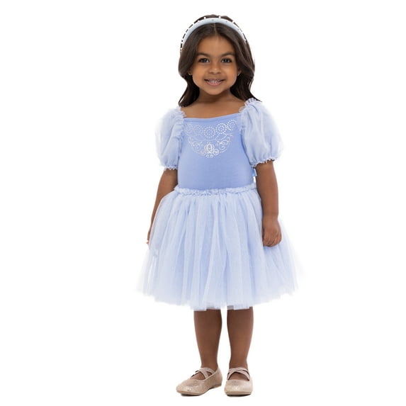 Disney Princess Toddler Girls Cinderella Cosplay Tutu Dress with Puff Sleeves, Sizes 12M-5T