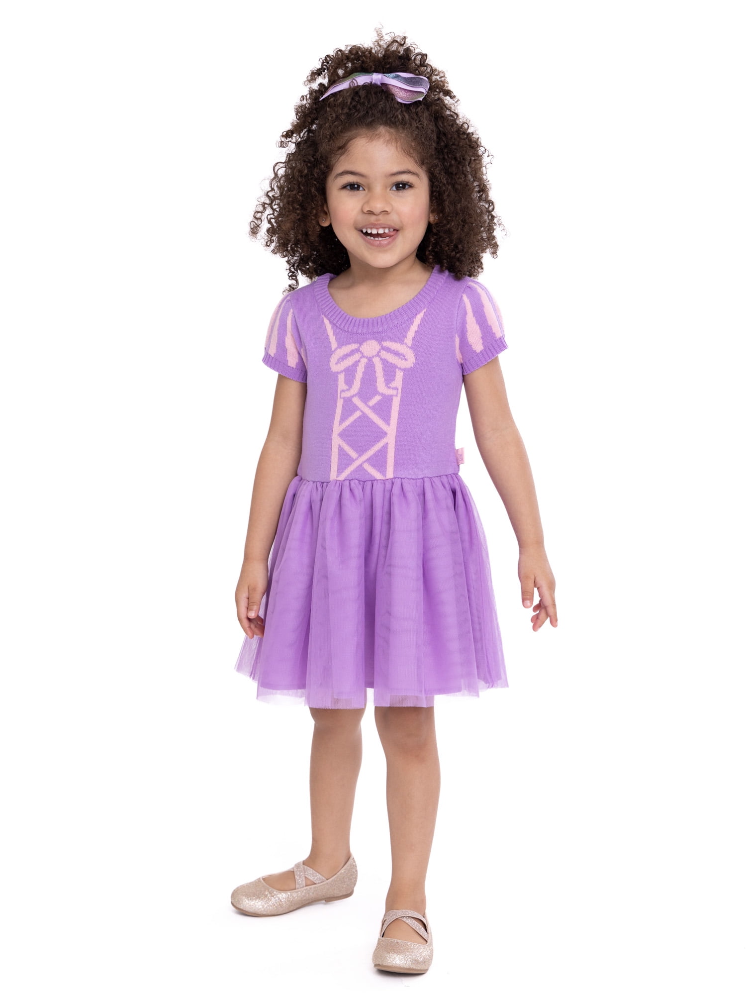 Disney Princess Toddler Girl Rapunzel Cosplay Sweater Dress, Sizes 12M-5T