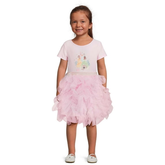 Disney Princess Toddler Girl Short Sleeve Tutu Dress, Sizes 12M-5T