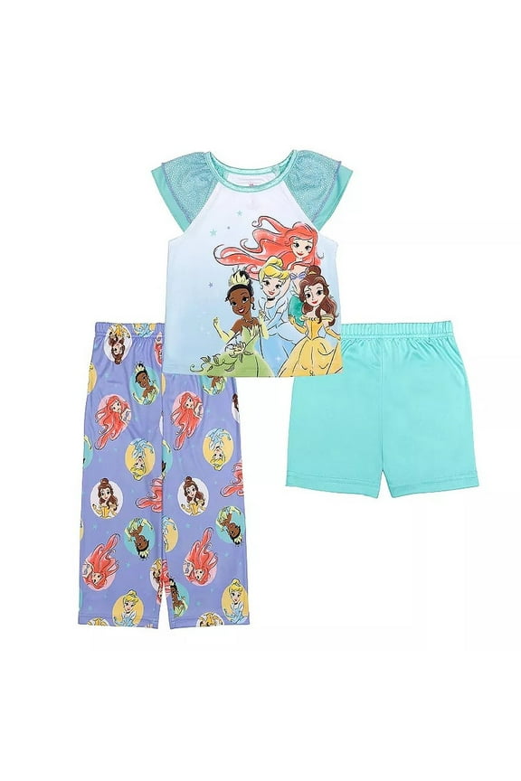 Princess Toddler Girl's 3-Piece Flutter Sleeve Pajama Set (Size 3T)