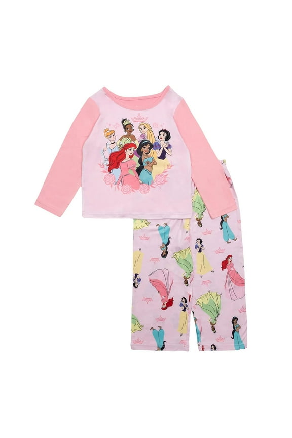 Princess Toddler Girl's Multi Princesses Pink Soft Character Pajama Set, Size 2T