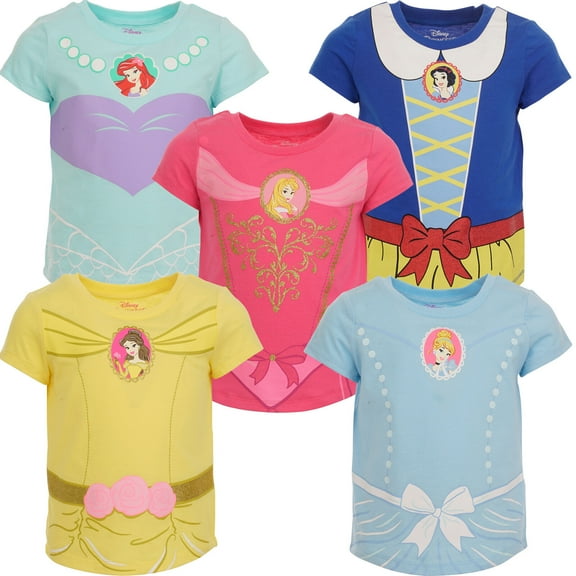 Disney Princess Snow White Belle Aurora 5 Pack T-Shirts Infant to Big Kid