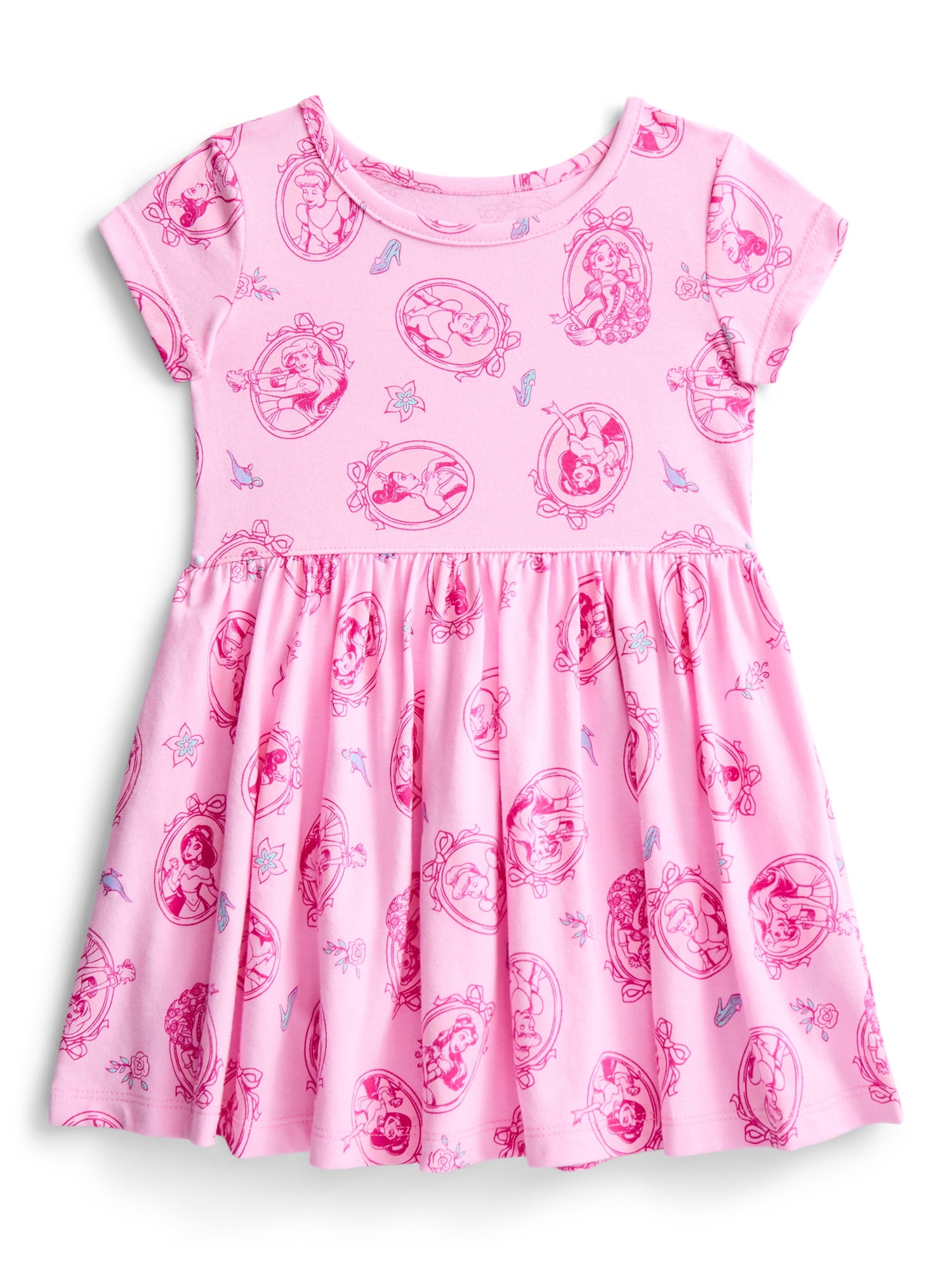 Disney Princess Toddler Girl Allover Print Dress with Short Sleeves, Sizes 12M-5T