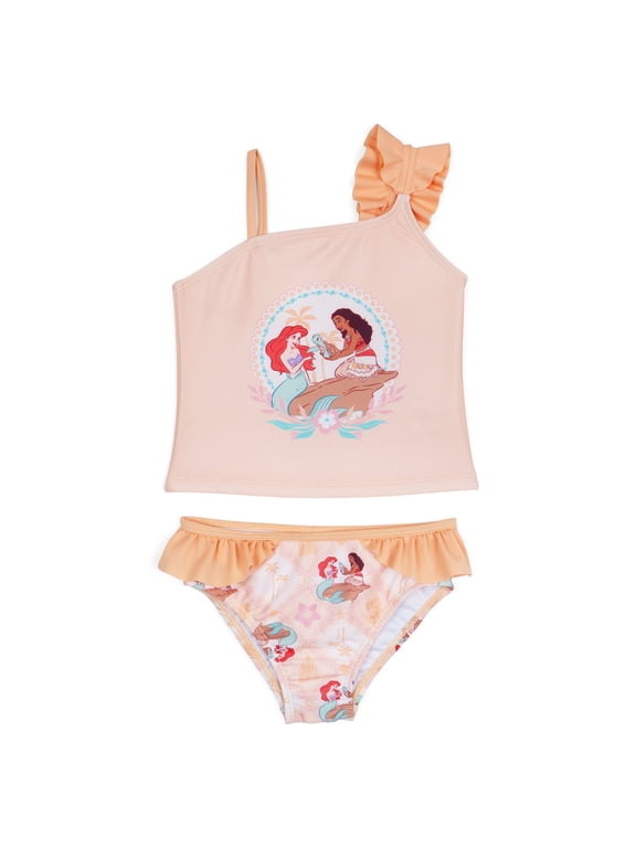 Princess Toddler Girls' 2-Piece Swimwear Bathing Suit Beige Moana Ariel