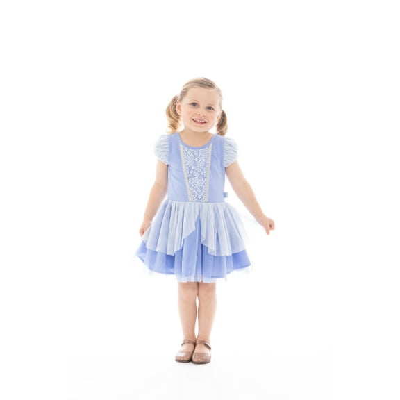 Disney Princess Toddler Girls Cinderella Cosplay Dress with Puff Sleeves, Sizes 12M-5T