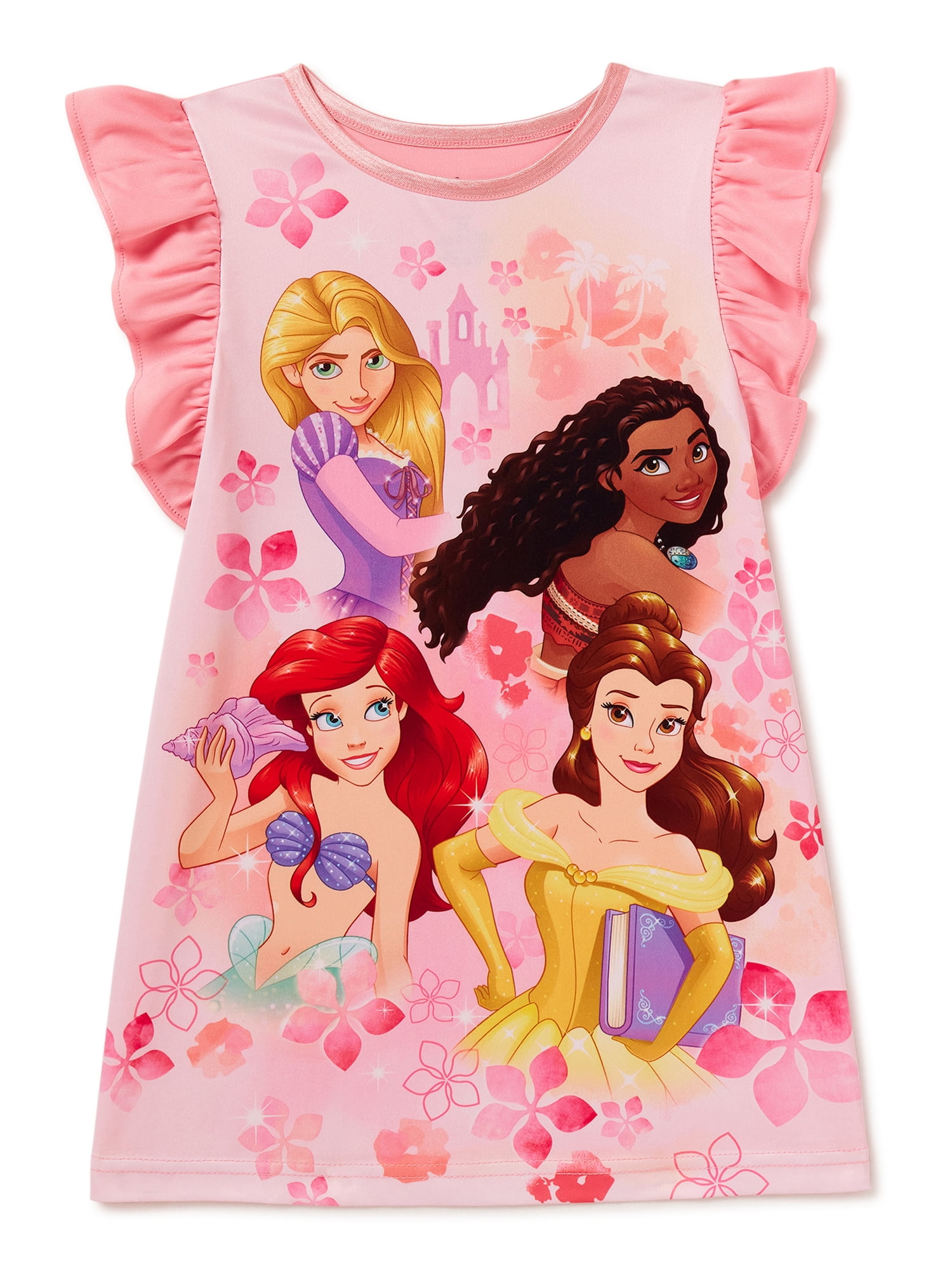 Disney Princess Toddler Girls Flutter Sleeve Nightgown Pajamas, Sizes