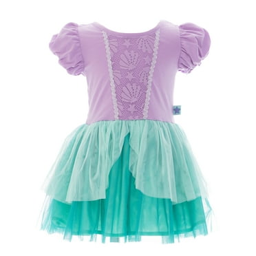 Disney Princess Toddler Girls Little Mermaid Cosplay Dress with Puff Sleeves, Sizes 12M-5T