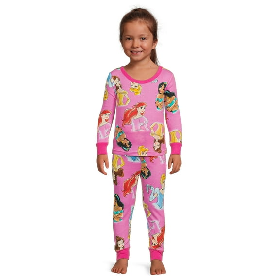 Disney Princess Toddler Girls Long Sleeve Top and Pants, 2-Piece Pajama Set, Sizes 12M-5T