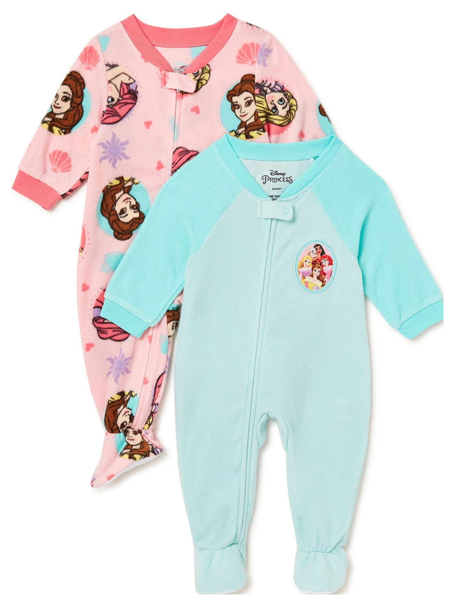 Disney Princess Toddler Girls Pajama Blanket Sleeper, 2-Pack, Sizes 2T-5T