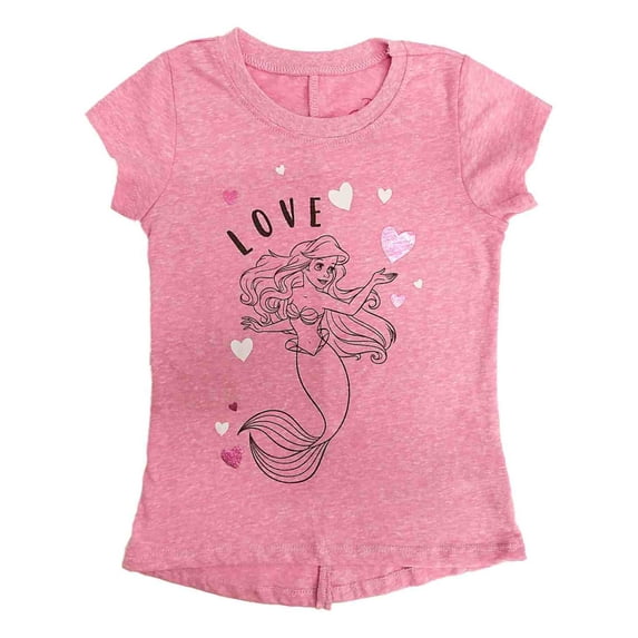 Disney Princess Toddler Girls Pink Ariel Little Mermaid Valentines Shirt 4T
