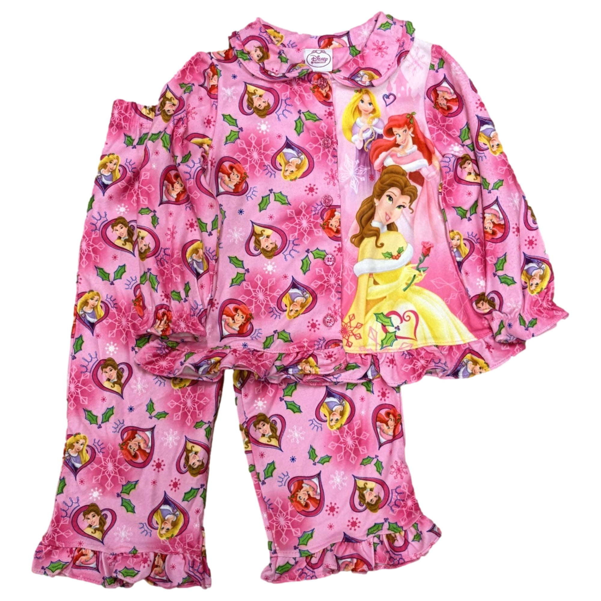 Pink Princess Pyjamas Disney Princess Toddler Girls Pink Flannel Holiday Pajamas Sleep Set 2T ...