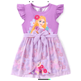 thumbnail image 1 of Disney Princess Toddler Girls Romper Rapunzel Graphic Jumpsuit with Tulle Skirt Dresses Ruffled Sleeve Summer Outfits Sizes 2-6T, 1 of 7