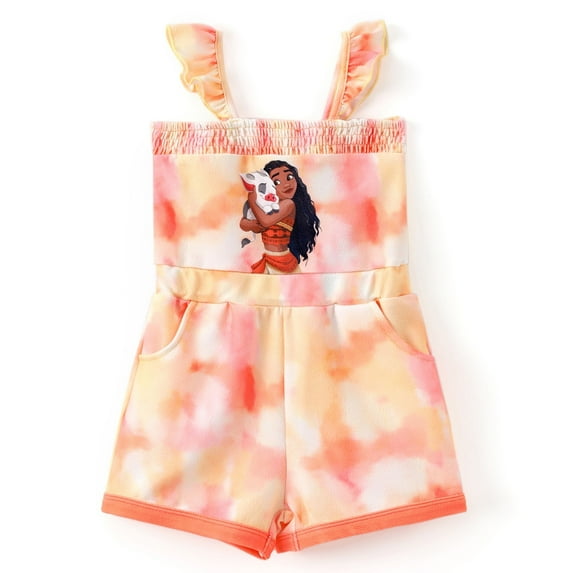 Disney Princess Toddler Girls Rompers Ariel Moana Rapunzel Graphic Suspenders Jumpsuits Sizes 2-6