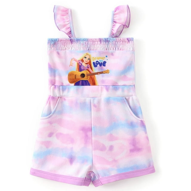 Disney Princess Toddler Girls Rompers Ariel Moana Rapunzel Graphic Suspenders Jumpsuits Sizes 2-6