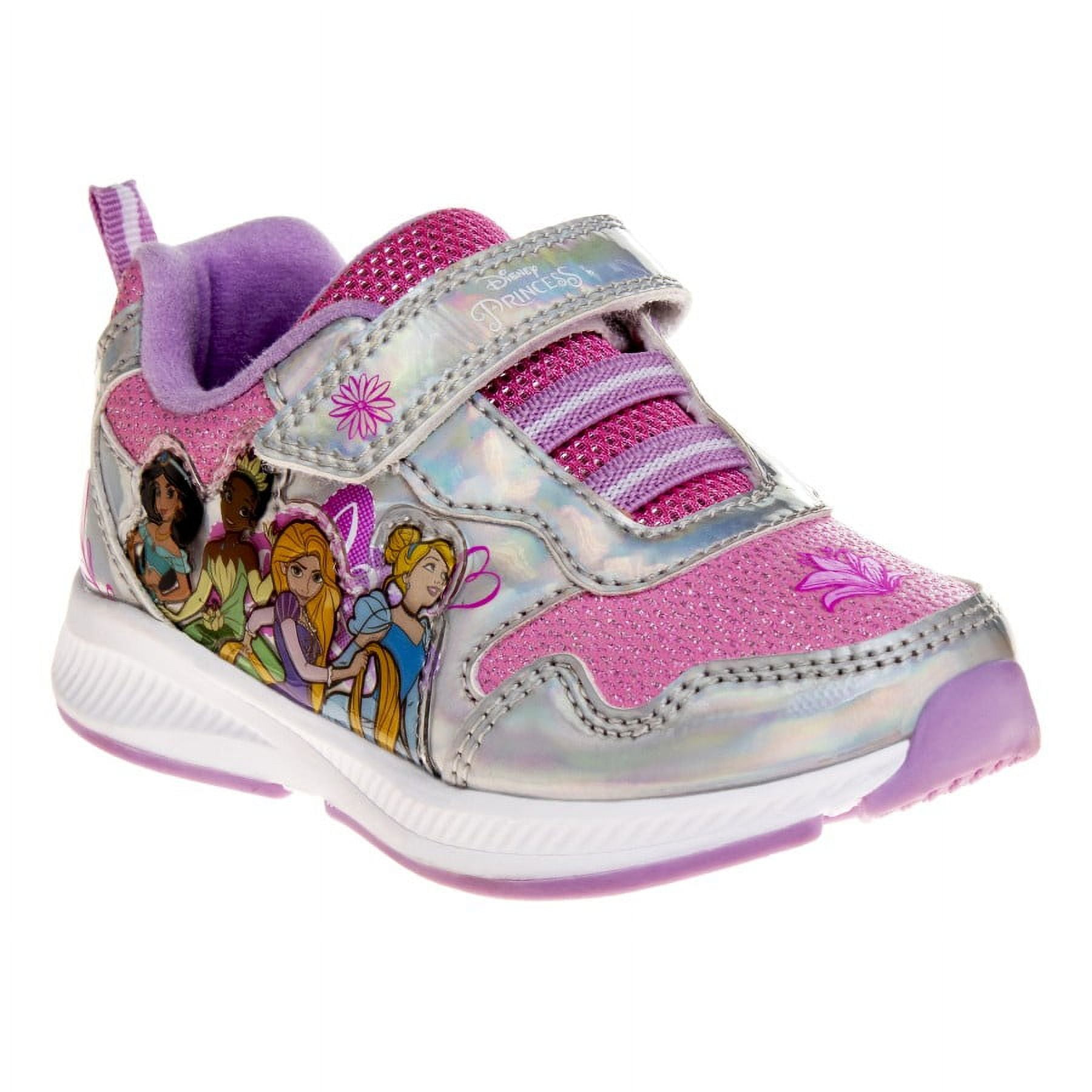 Disney Princess Toddler Girls Sneakers with 2 White Lights, Pink Purple, Size: 11