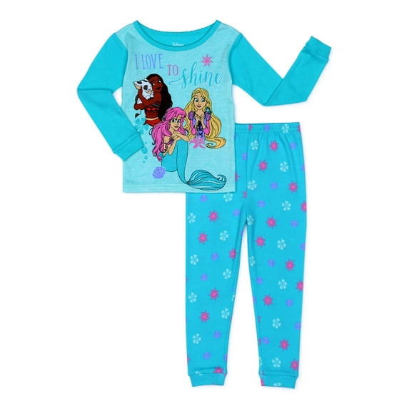 Disney Princess Toddler Girls Snug Fit Cotton Long Sleeve Pajamas, 2pc Set (2T-5T)
